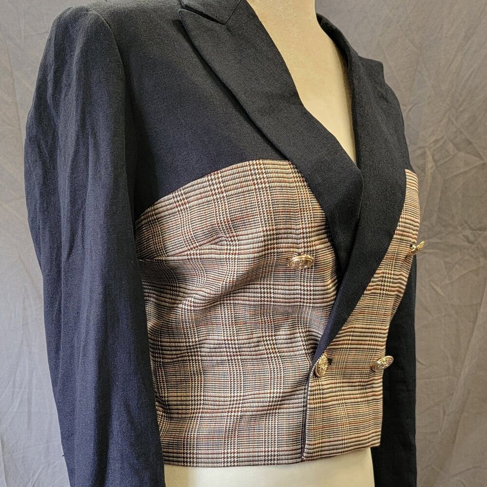 JASON WU NAVY and PLAID BLAZER size XS - Picture 3 of 7